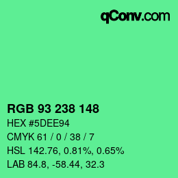 Color code: RGB 93 238 148 | qconv.com