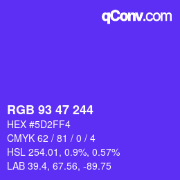 Código de color: RGB 93 47 244 | qconv.com