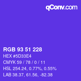 Código de color: RGB 93 51 228 | qconv.com