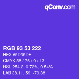 カラーコード: RGB 93 53 222 | qconv.com