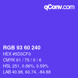 Código de color: RGB 93 60 240 | qconv.com