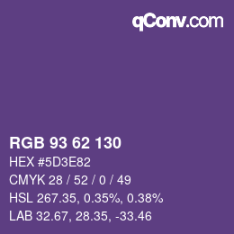 Código de color: RGB 93 62 130 | qconv.com