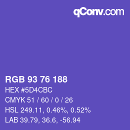Code couleur: RGB 93 76 188 | qconv.com