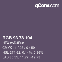 Color code: RGB 93 78 104 | qconv.com