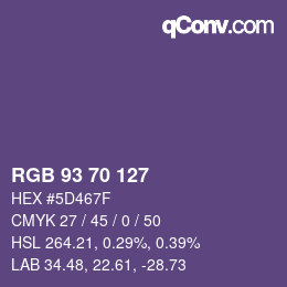 Color code: RGB 93 70 127 | qconv.com