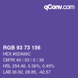 Color code: RGB 93 73 156 | qconv.com