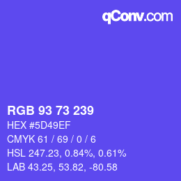 Code couleur: RGB 93 73 239 | qconv.com