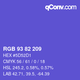 カラーコード: RGB 93 82 209 | qconv.com