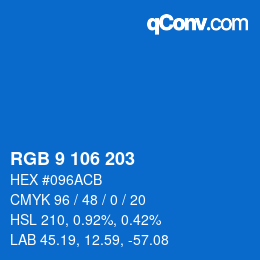 Color code: RGB 9 106 203 | qconv.com