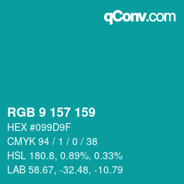 Código de color: RGB 9 157 159 | qconv.com