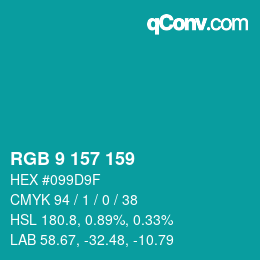 Código de color: RGB 9 157 159 | qconv.com