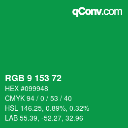 Color code: RGB 9 153 72 | qconv.com