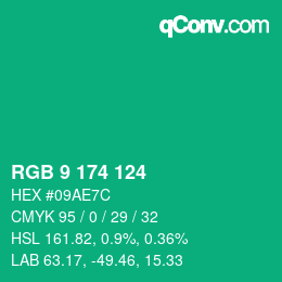 Color code: RGB 9 174 124 | qconv.com