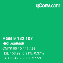 Código de color: RGB 9 182 107 | qconv.com