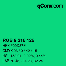 Code couleur: RGB 9 216 126 | qconv.com