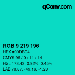 Code couleur: RGB 9 219 196 | qconv.com