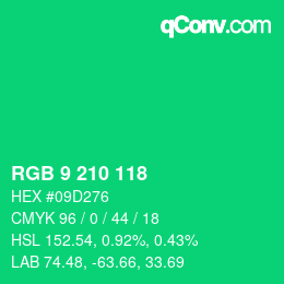 カラーコード: RGB 9 210 118 | qconv.com