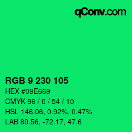 Code couleur: RGB 9 230 105 | qconv.com