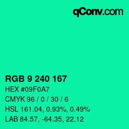 Code couleur: RGB 9 240 167 | qconv.com