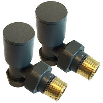 Essential Pair Of Anthracite Standard Angled Radiator Valve - Image