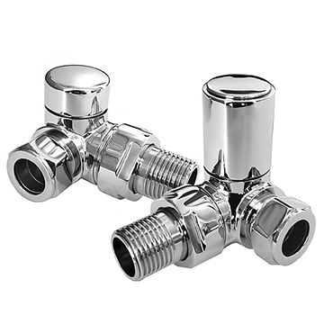 Essential Chrome Corner Angled Towel Warmer Valve Pair - Image