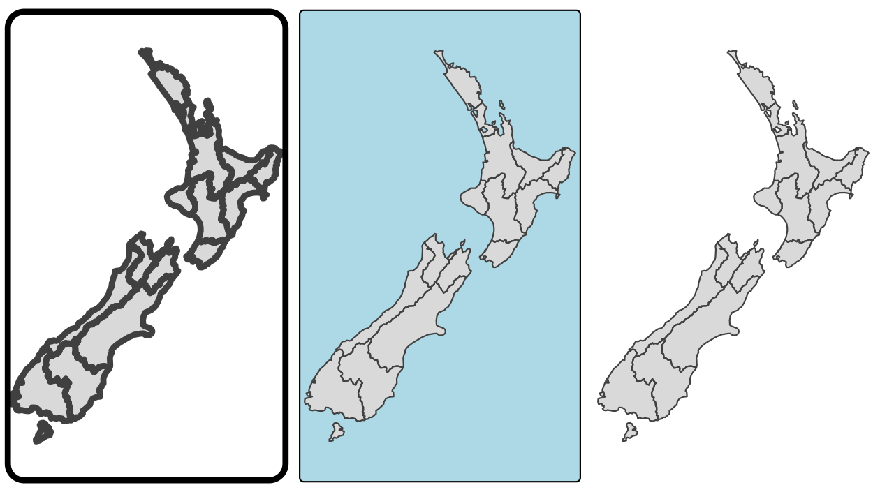 Layout options specified by (from left to right) scale, bg.color, and frame arguments.