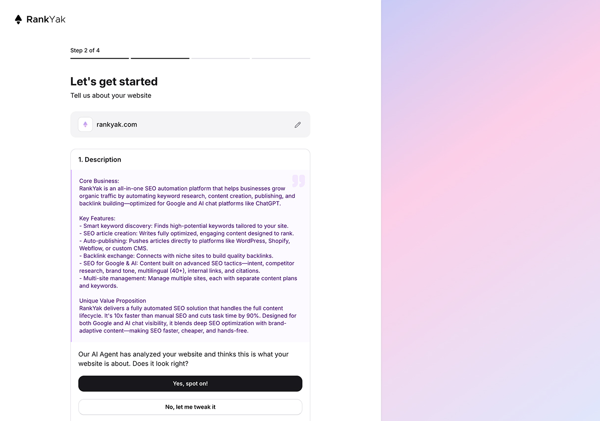 Connecting a website to RankYak