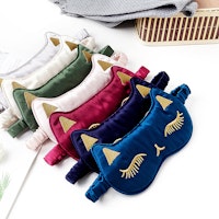 Embroidered Cat Shaped Silk Sleep Eye Mask