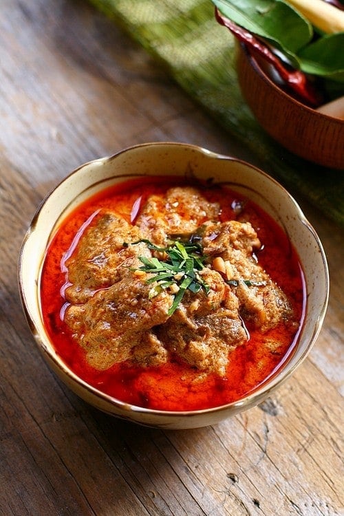 Delicious Beef panang curry in a bowl.