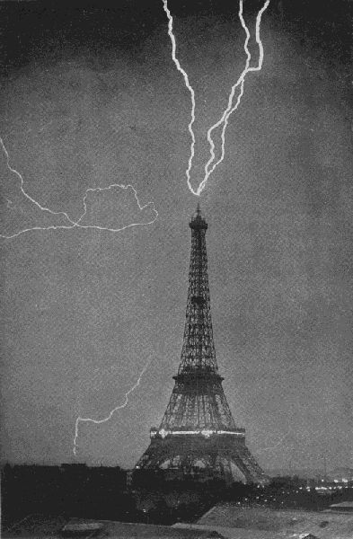 THE EIFFEL TOWER AS A COLOSSAL LIGHTNING CONDUCTOR.

Photograph taken June 3, 1902, at 9.20 p.m., by M. G. Loppé. Published in the Bulletin
de la Société Astronomique de France (May, 1905)