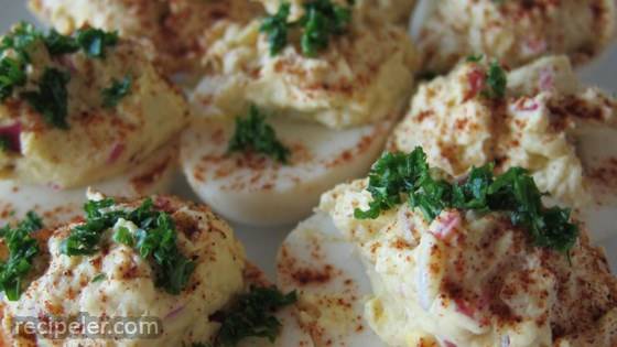 Horseradish Cream Cheese Deviled Eggs