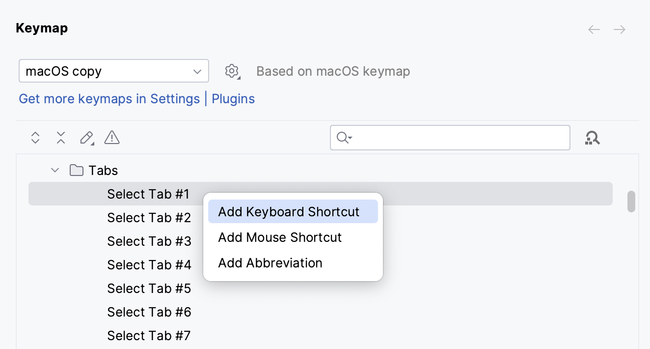 Add shortcuts for tabs