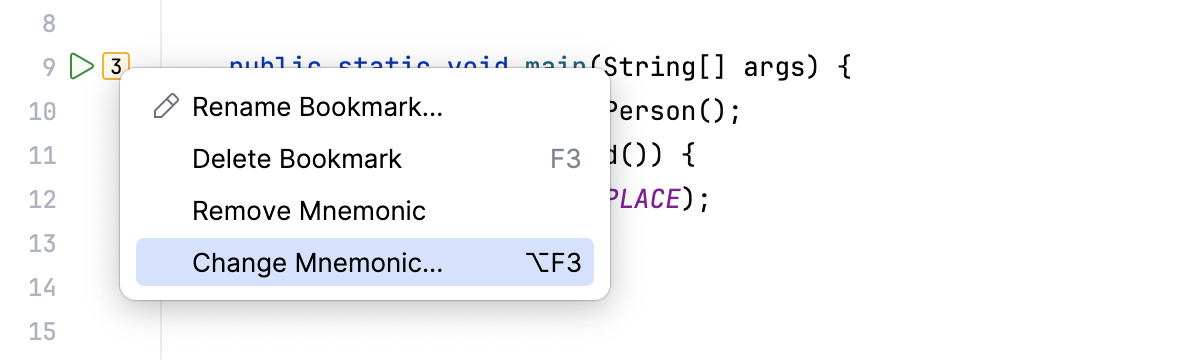 Changing a mnemonic identifier for a bookmark