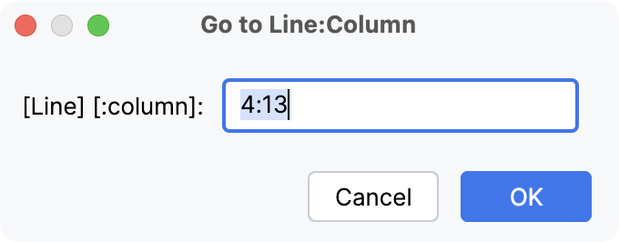 Go to line/column dialog