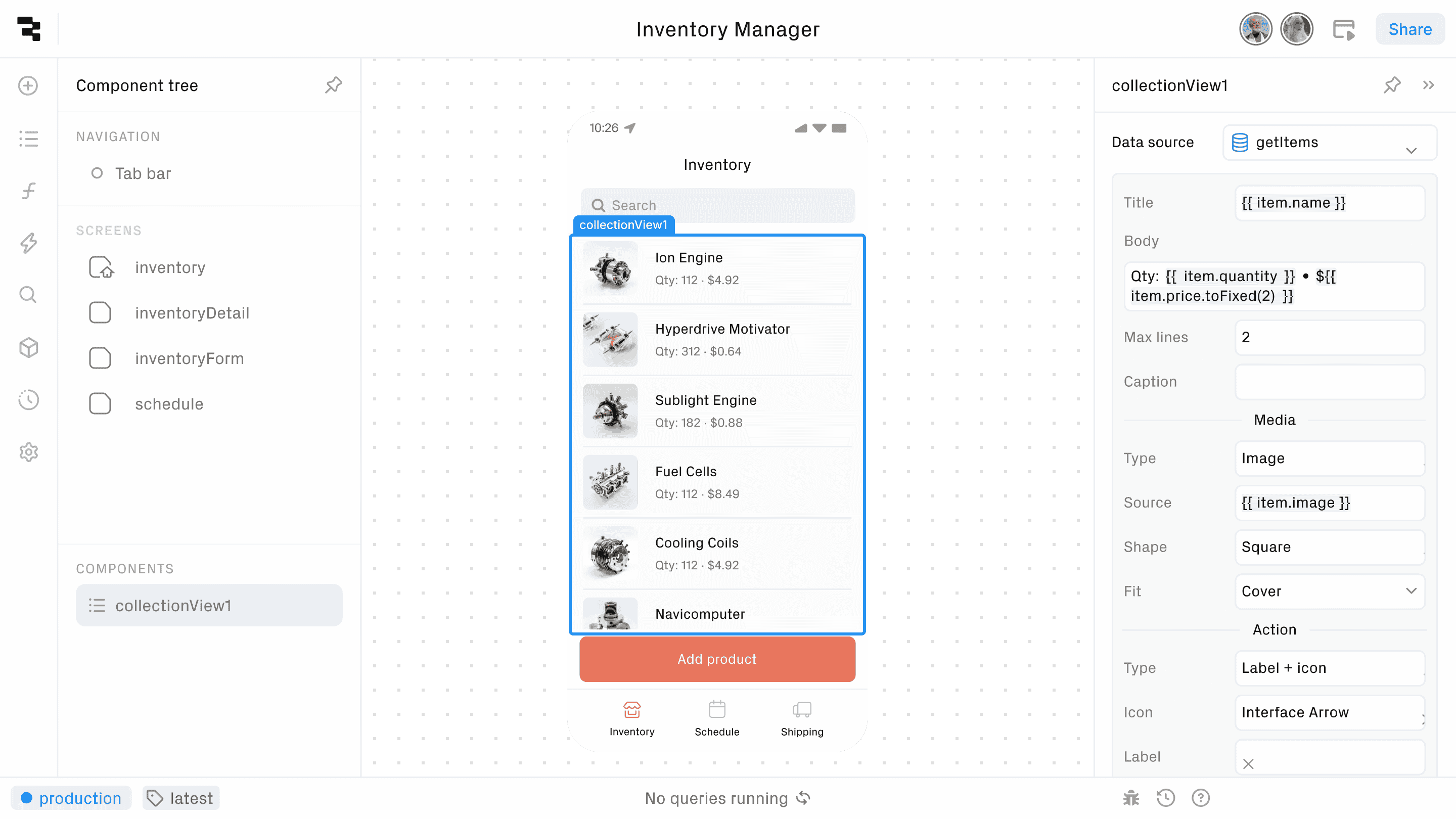 A demo showing Retool Mobile