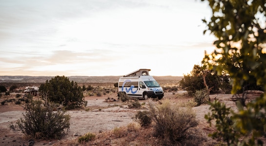 RV parked in the desert