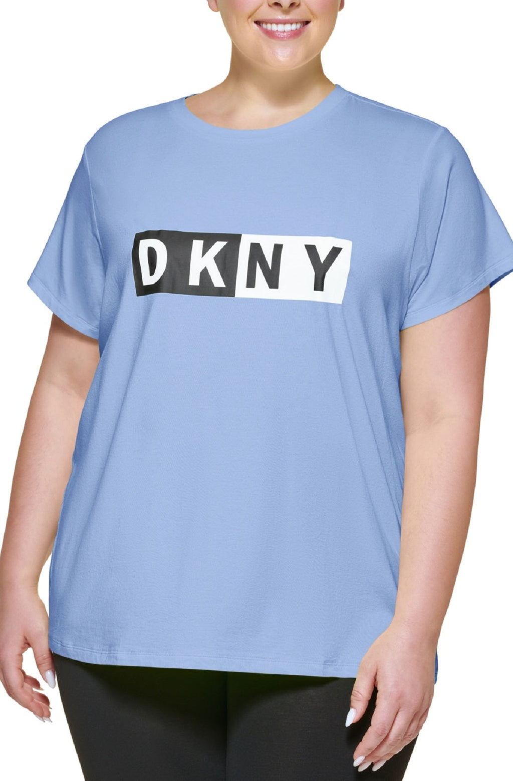 DKNY Women's Two Tone Logo Graphic T-Shirt Blue Size 1X– Ruumur