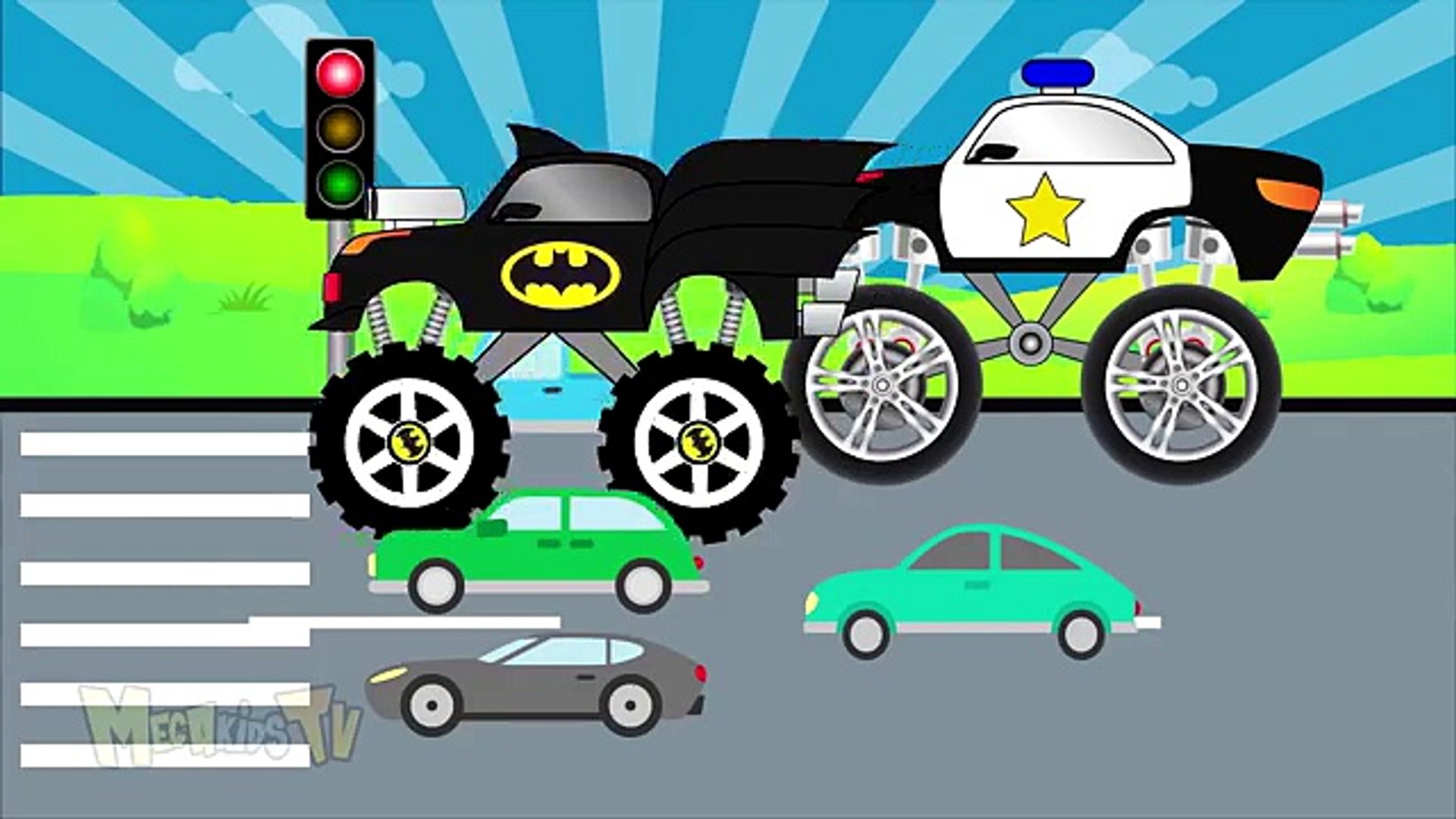 Police Truck Vs Batman - Monster Trucks For Kids - Mega Kids Tv - Vidéo  Dailymotion