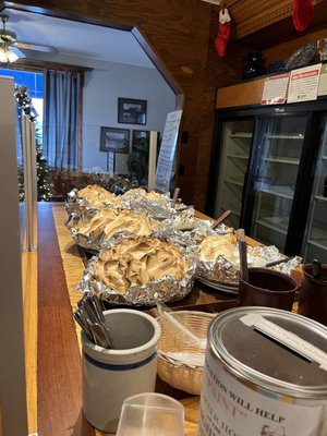 Photo of Blue Springs Cafe - Highland, IL, US. "Foot high" pies on display