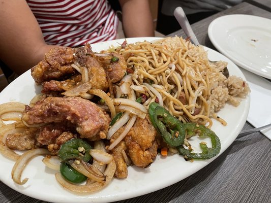 Photo of New China Restaurant - Delano, CA, US. a plate of chinese food