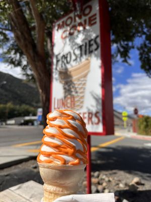 Photo of Mono Cone - Lee Vining, CA, US. Soft serve cone with orange! Taste like an orange creamsicle.