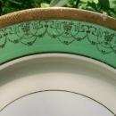 Vintage Le Mieux Gold Encrusted Plate Maidens/Women Center Medallion Green Band