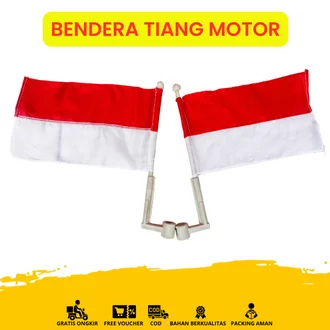 Bendera Tiang Spion Motor Merah Putih Tinggal Pasang