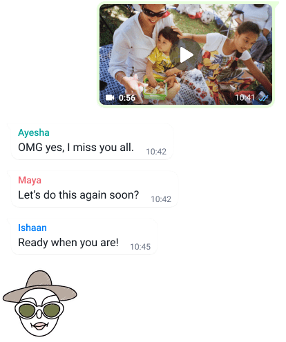 screenshot of whatsapp feature group conversation including photo and message exchange