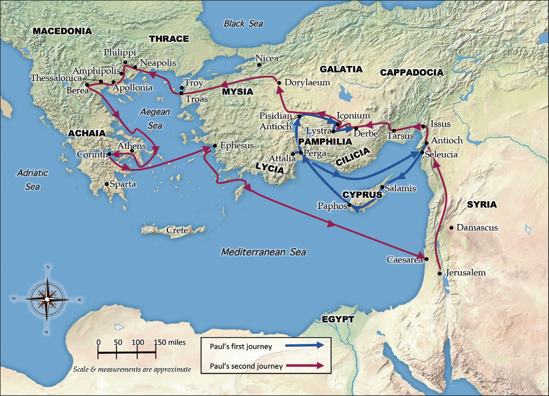 Maps Of Pauls Missionary Journeys Pauls Missionary Journeys Map Images