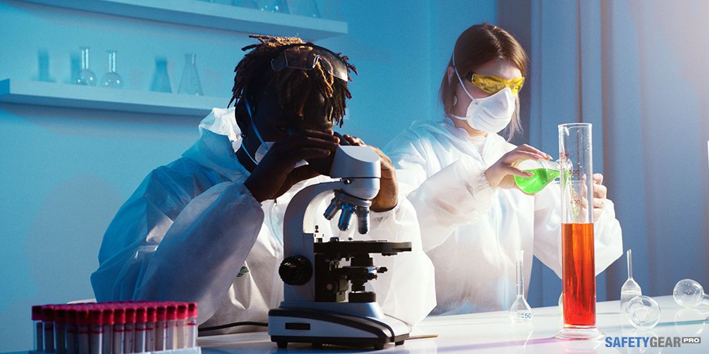 Workers in Laboratory wearing PPE