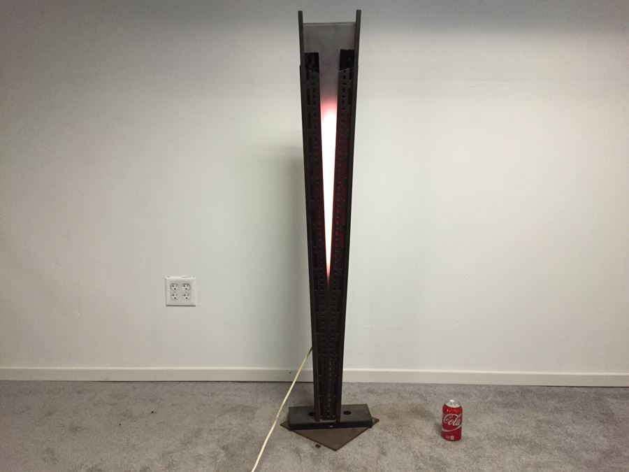 Custom Industrial Metal Sculpture Floor Lamp By Karen Dugan Hand Signed