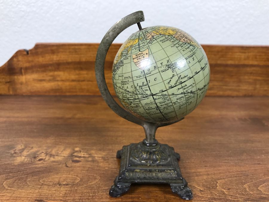 Vintage Rand Mcnally & Co Miniature New 3 Inch Terrestrial Globe With Metal Stand