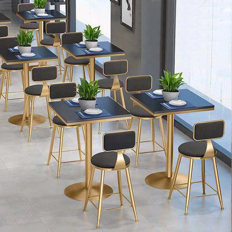 Muebles Comerciales De Latón Para Cafetería,Mesa De Restaurante Y Cafetería  De Comida Rápida - Buy Mesa Y Sillas Para Restaurantes Y Bares,Cafetería  Comida Rápida Café Alta Mesa Y Sillas,Negro Moderno De Metal