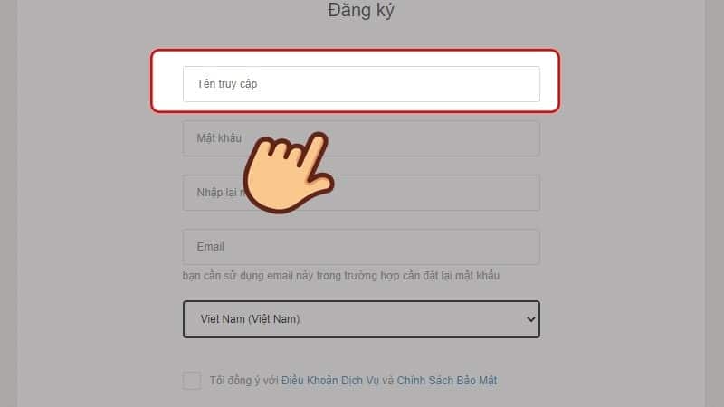 Nhập tên truy cập